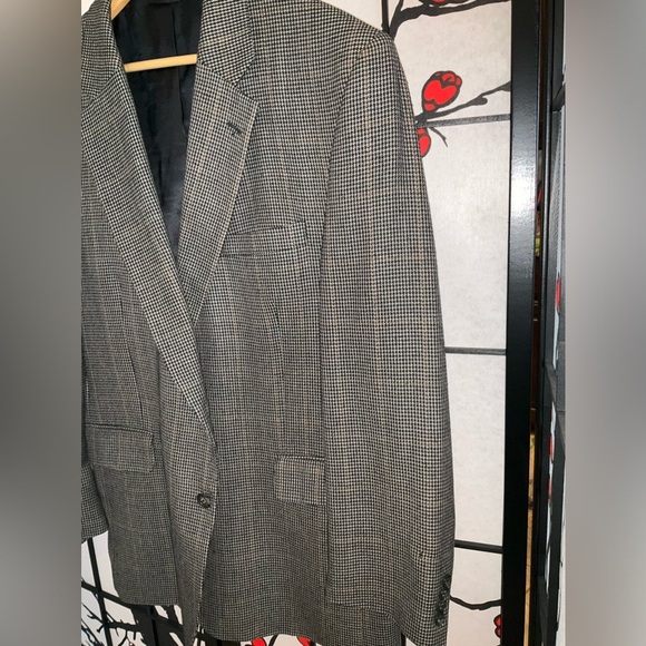 Jos. A. Bank 44R Black Gold Dark Drown Wool Silk Plaid Suit Blazer Jacket Coat - Picture 4 of 11